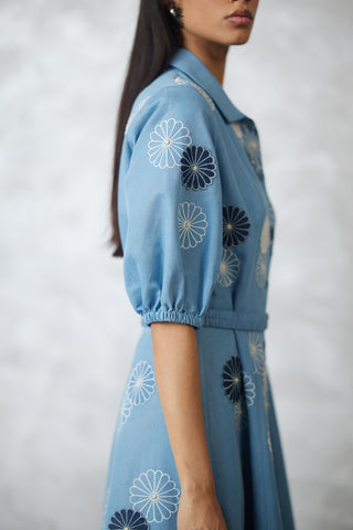 Light denim nova applique dress