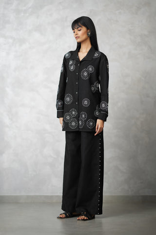 Black denim shirt and pants