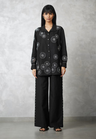 Black denim shirt and pants