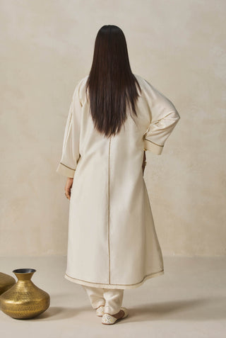 Ivory chanderi shirt kurta with salwar