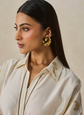 Ivory chanderi shirt kurta with salwar