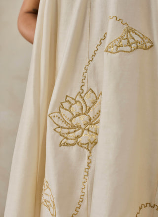 Ivory chanderi off-shoulder kurta with pants