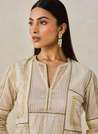 Ivory gold chanderi patchwork kurta with salwar