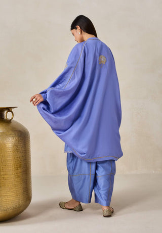 Ink blue chanderi jacket style kurta with salwar