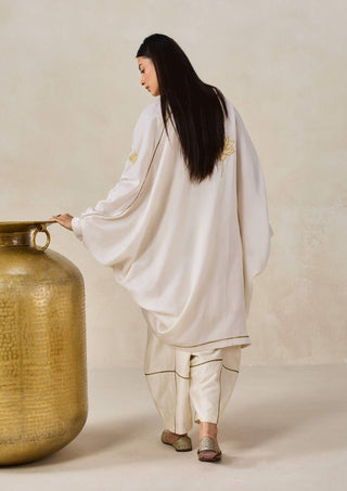 Ivory chanderi jacket style kurta with salwar