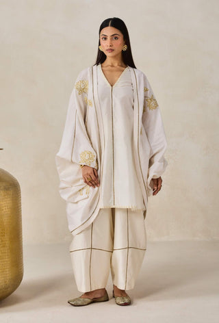 Ivory chanderi jacket style kurta with salwar