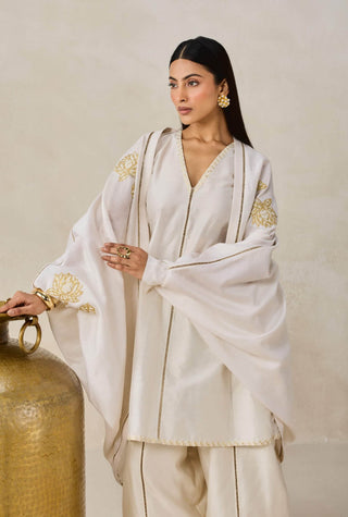 Ivory chanderi jacket style kurta with salwar