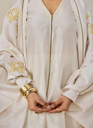 Ivory chanderi jacket style kurta with salwar