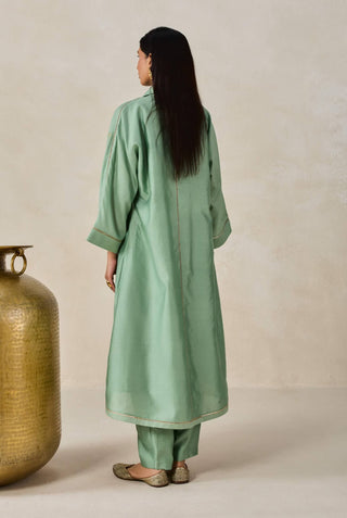 Sage green chanderi shirt kurta with salwar