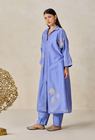 Ink blue chanderi shirt kurta with salwar