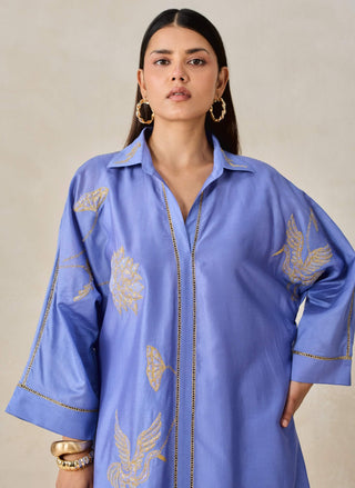 Ink blue chanderi shirt kurta with salwar