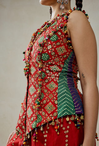 Red patola silk sharara and patola