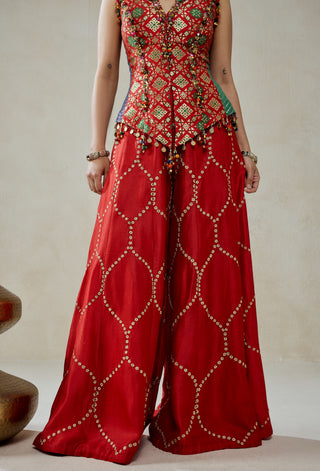 Red patola silk sharara and patola
