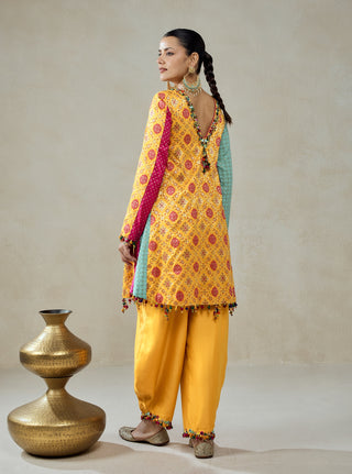Yellow patola silk kurta with salwar