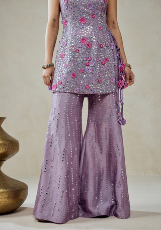 Mauve halter kurta with sharara pants