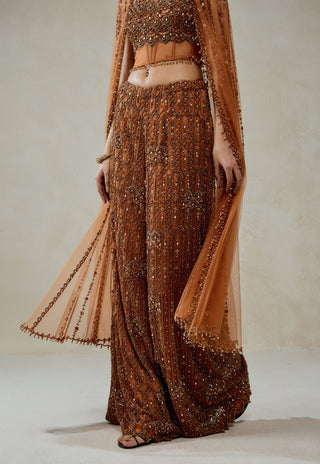 Copper embellished cape with sharara pants