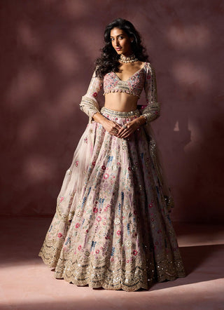 Dusty pink organza lehenga set