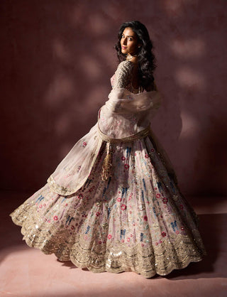 Dusty pink organza lehenga set