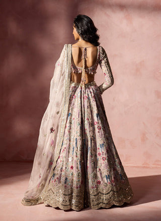 Dusty pink organza lehenga set