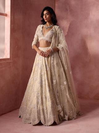 Ivory cream organza lehenga set