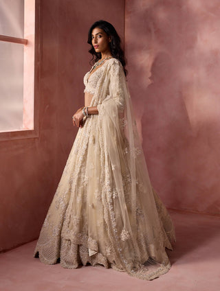 Ivory cream organza lehenga set