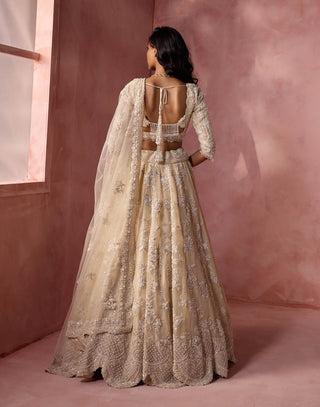 Ivory cream organza lehenga set