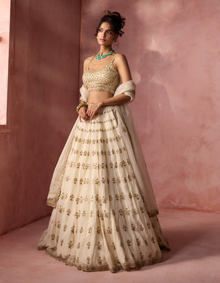 Cream organza lehenga set