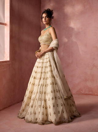 Cream organza lehenga set