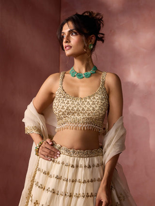 Cream organza lehenga set
