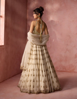Cream organza lehenga set