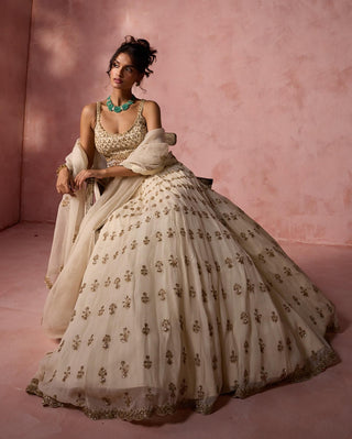 Cream organza lehenga set