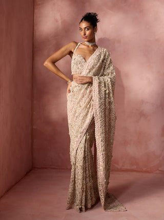 Blush pink net sari set