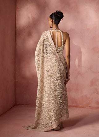 Blush pink net sari set