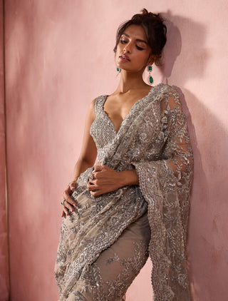 Silver gray net sai set