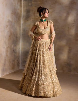 Gold cutwork lehenga set