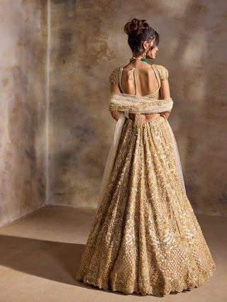 Gold cutwork lehenga set