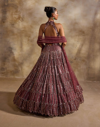 Old rose gown and dupatta set