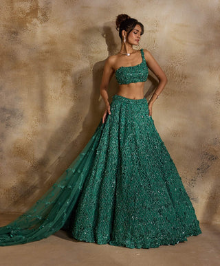 Forest green lehenga choli set