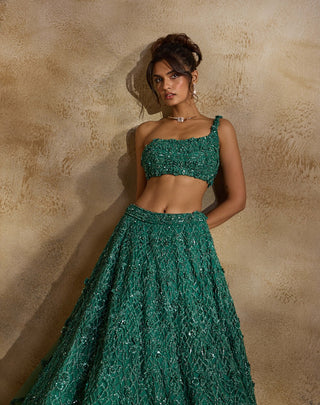 Forest green lehenga choli set