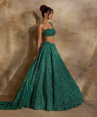 Forest green lehenga choli set