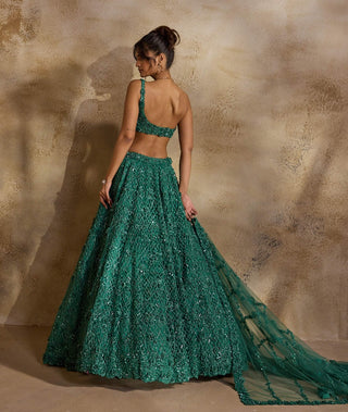 Forest green lehenga choli set