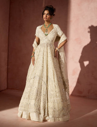 Off-white organza kalidar and lehenga set
