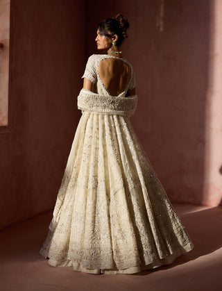 Off-white organza kalidar and lehenga set