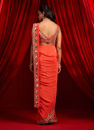 Rust sangati sari and blouse