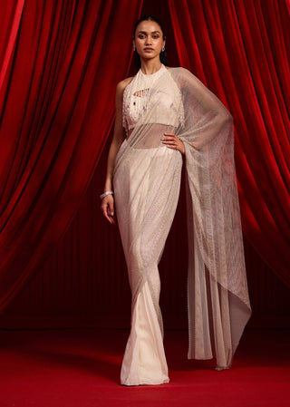 Ivory jhilmil anvaya sari and blouse