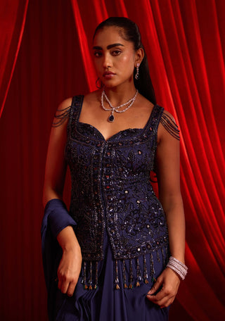 Blue navshaili sari and blouse