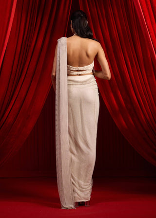 Ivory jhilmil anvaya sari and blouse