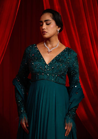 Turquoise haritah anvaya anarkali and dupatta