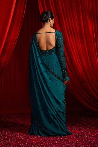 Turquoise haritah anvaya anarkali and dupatta