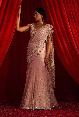 Salmon pink varni anvaya lehenga and blouse